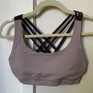 lululemon medium-support Energy Bra, lavender/plum color, size 8